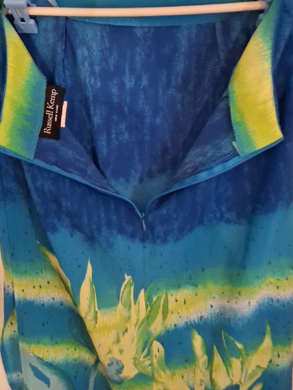 Russell Kemp Blue Teal & Lime Ombre Scarf - Picture 8 of 10
